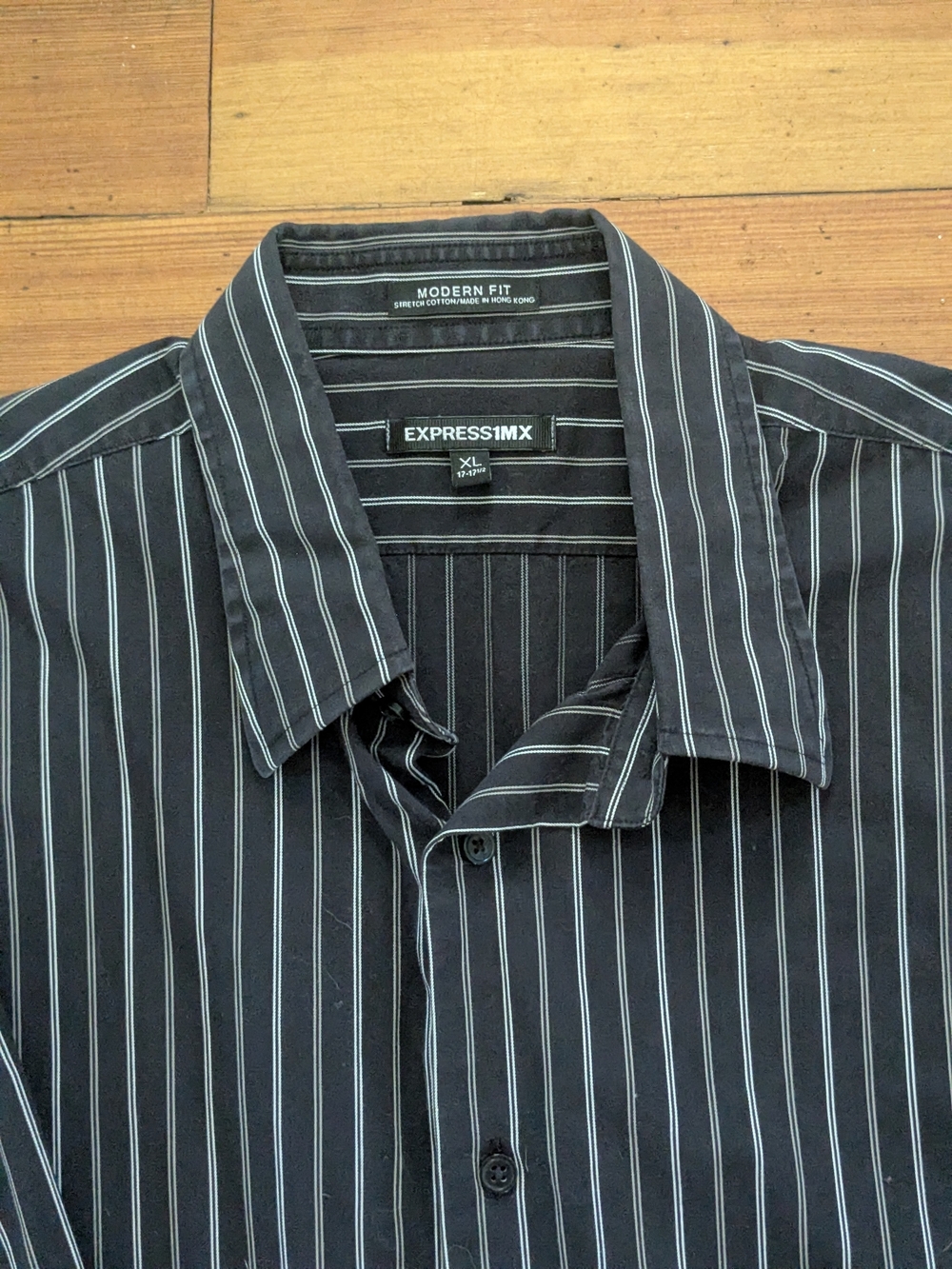 EXPRESS 1MX -  SIZE XL -  MODERN FIT - PINSTRIPE SHIRT - Picture 7 of 12